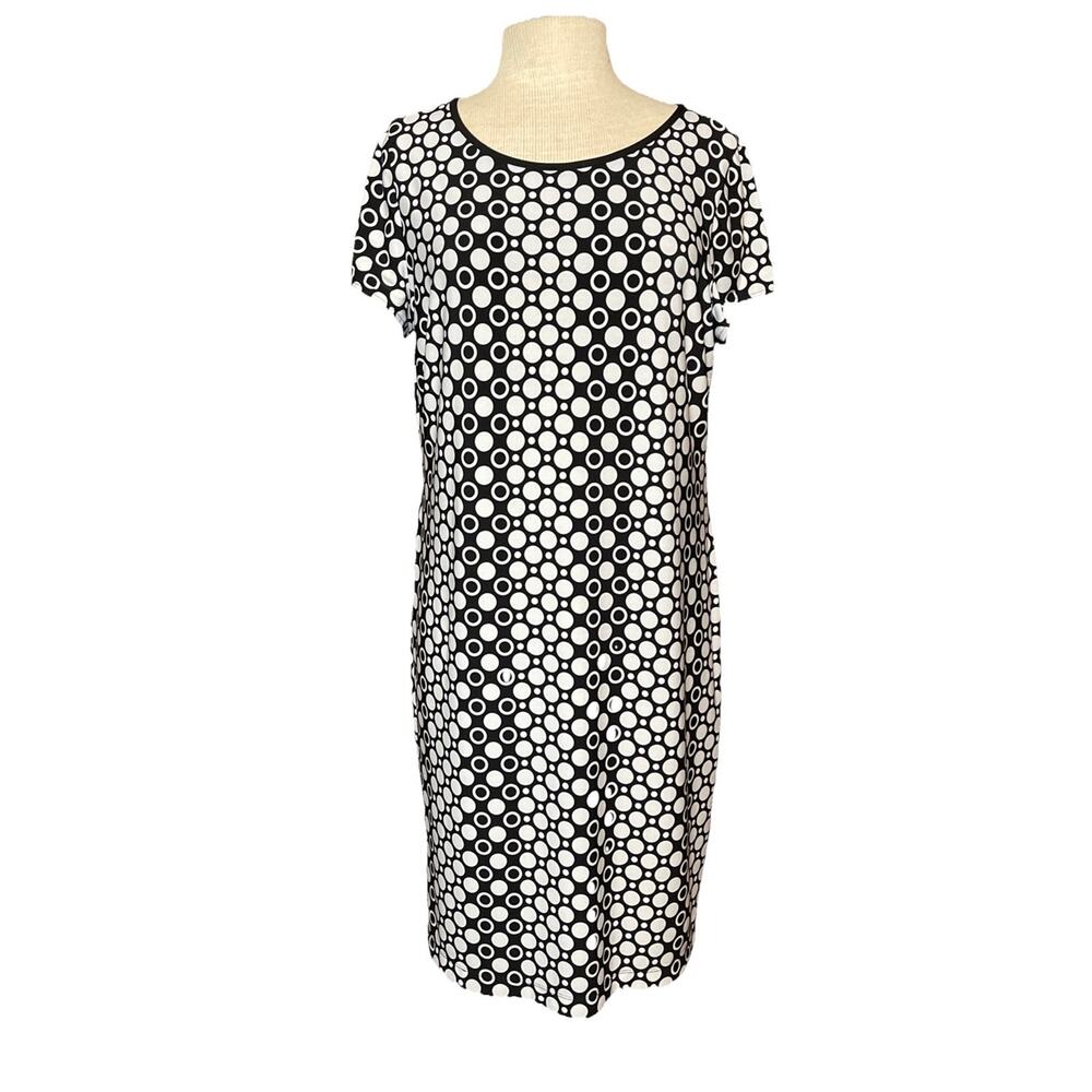 EUC like NEW! Chico's Black and White Polka Dot Midi Dress, Large/Chico’s size 2